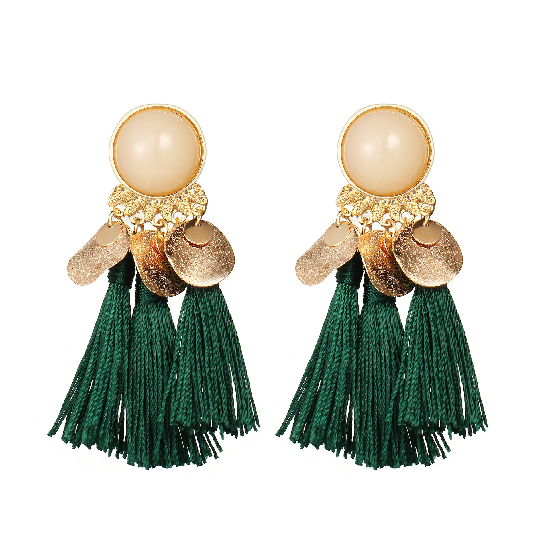 Европа и США Горячие преувеличенные сплав смолы серьги с кисточками в богемном