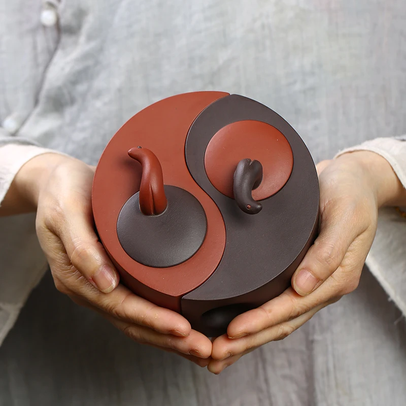 

★Haiyan's Bagua teapot full hand authentic purple clay teapot raw ore purple clay clear cement two color kungfu tea set