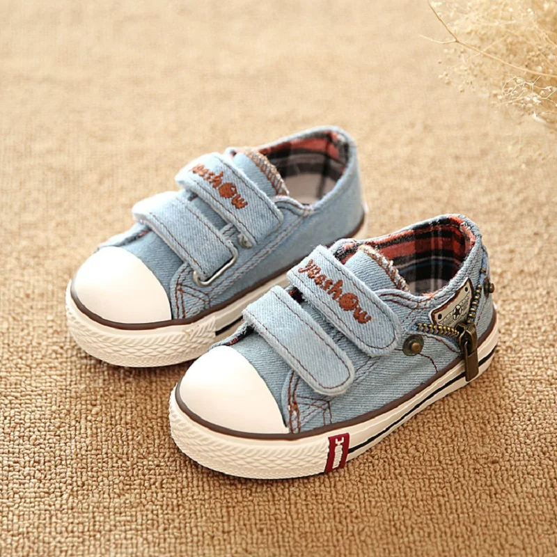 Джинсовые кроссовки для мальчиков и девочек детская обувь из денима бега - Фото №1
