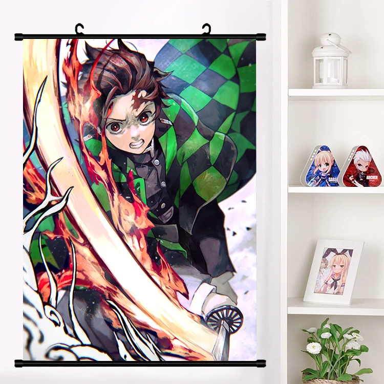 J Аниме Demon Slayer: Kimetsu no Yaiba Hashibira Kochou Shinobu Kanroji Kamado настенный плакат с прокручиванием домашний декор - Цвет: J