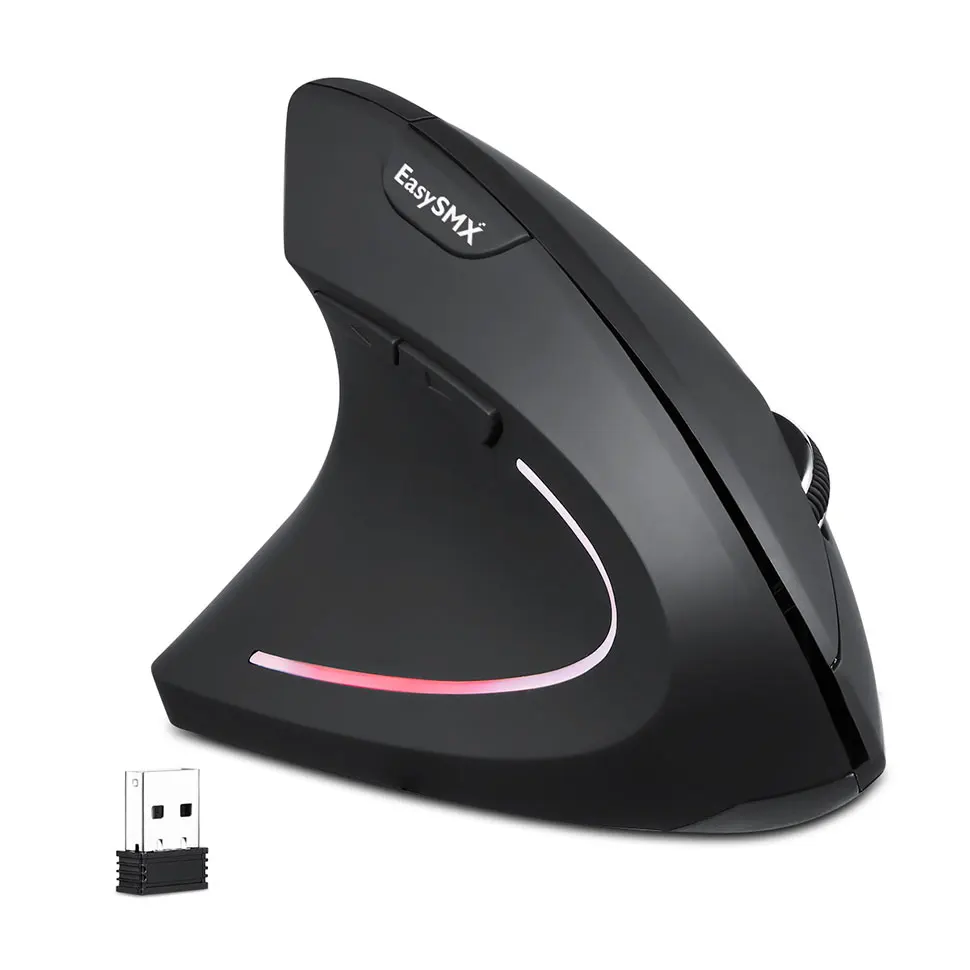left hand black EasySMX Беспроводной Мышь G814 вертикальный Мышь Эргономичный Оптическая 800 1200 1600 2400 Точек на дюйм 6 пуговиц Mause для Windows, MAC OS - Цвет: left hand black