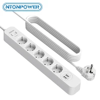 ntonpower wall mount power strip with 3 meter extension cord network filter universal electrical socket eu plug for home office