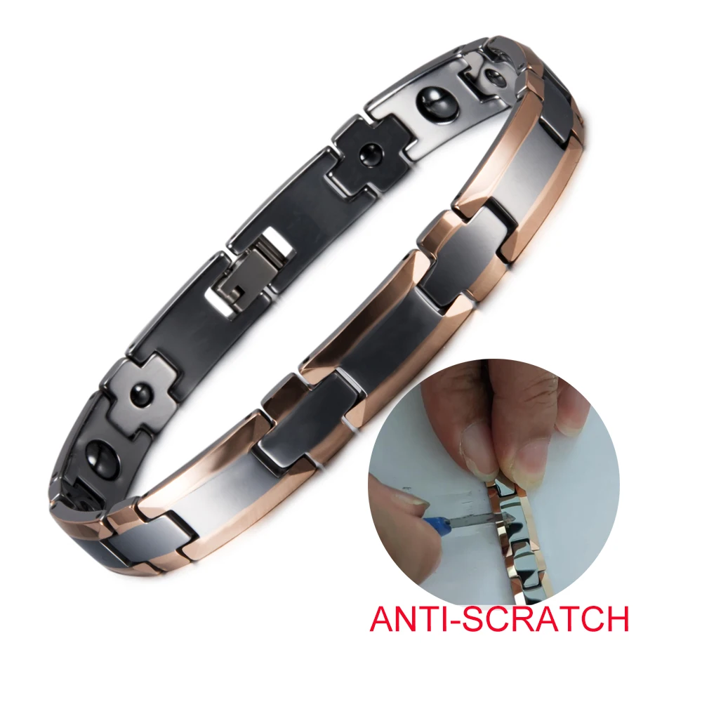 

Anti-scratch Cross Couple Bracelet Tungsten Rose Lovers Energy Tungsten Carbide Bracelet Hematite Magnetic Bracelet Benefits
