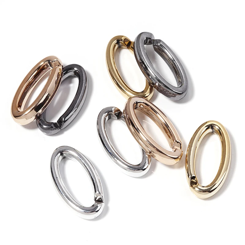 

Linsoir 50pcs/lot Acrylic Plating Gold Silver Color Chain Rings Oval Beaded Clasps Chains Buckle for DIY Jewelry Making Supplies