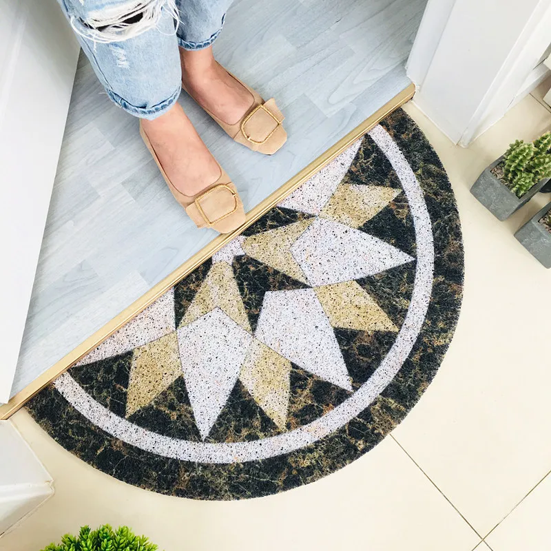 

European Style Marble Floor Mats Door Mat Non-slip Waterproof Pvc Carpet Semi-circular Rug Outdoor Mat