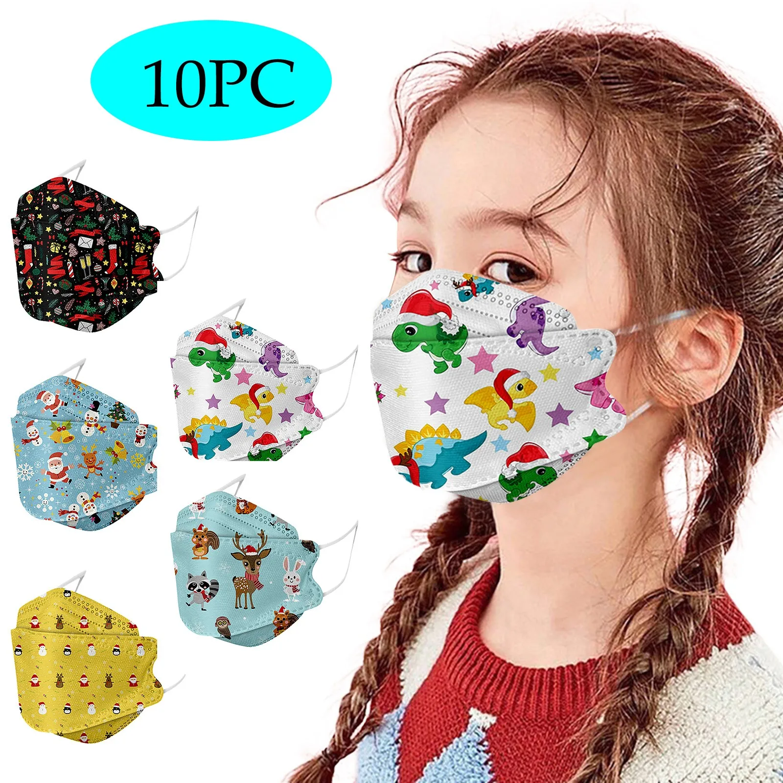 10pc Children's Christmas Disposable Face Mask Cartoon Mascarillas Negras Mascarilla Navidad Masque Noir Halloween Cosplay | Красота и