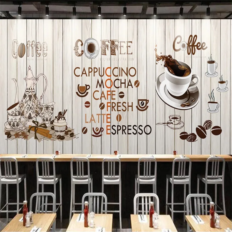 Пользовательские ретро кофе тема настенная бумага кафе ресторан Снэк бар