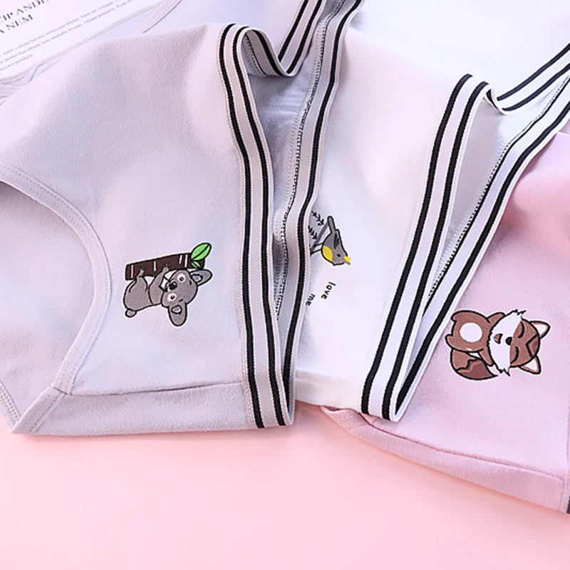 Трусы для девочек женские трусики хлопковое нижнее белье с принтом кота