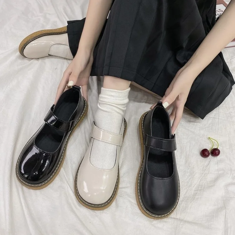 

2021 New Cute Style JK Small Leather Shoes Women Cosplay Lolita Soft Sister Black Single Shoes Mary Jane Casual Retro Flattie