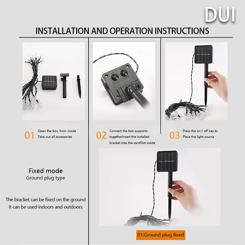 DUI 30led наружный водонепроницаемый Солнечный струнный шар цветная лампа