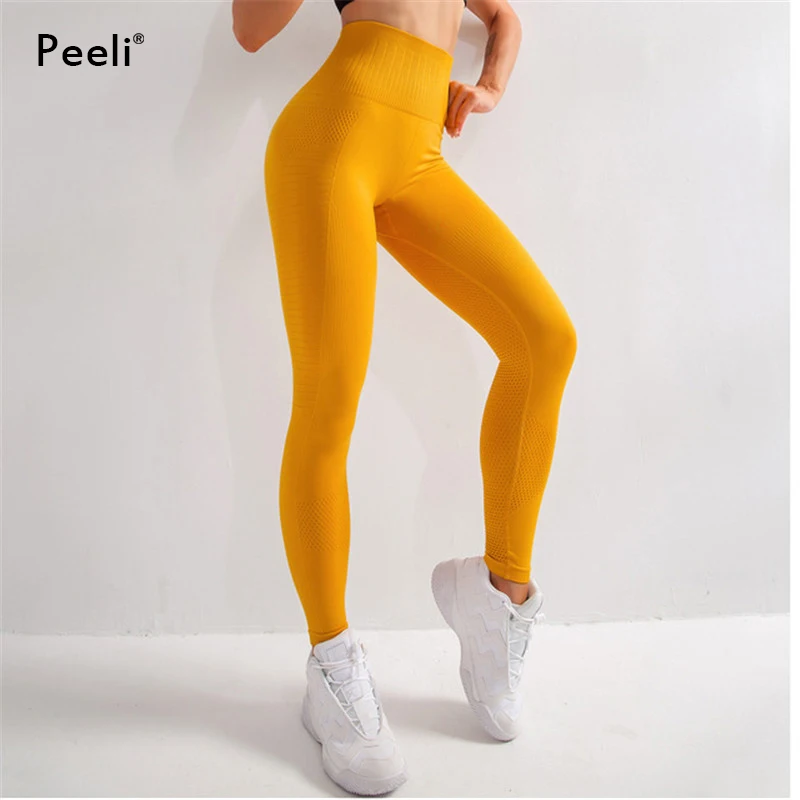 Леггинсы пуш ап бесшовные с высокой талией для занятий йогой|Штаны йоги| |