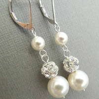 deluxe fashion white pearl wedding bride love earring