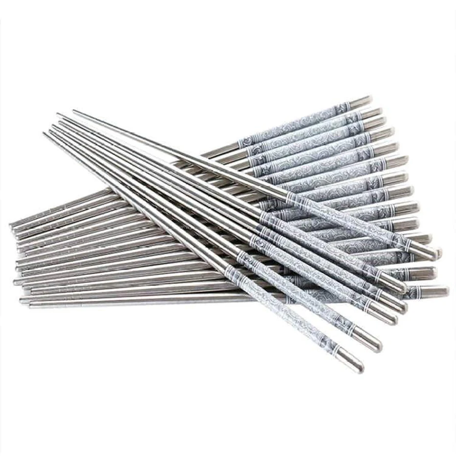 1 пара палочек для еды из нержавеющей стали китайские синие и белые фарфоровые