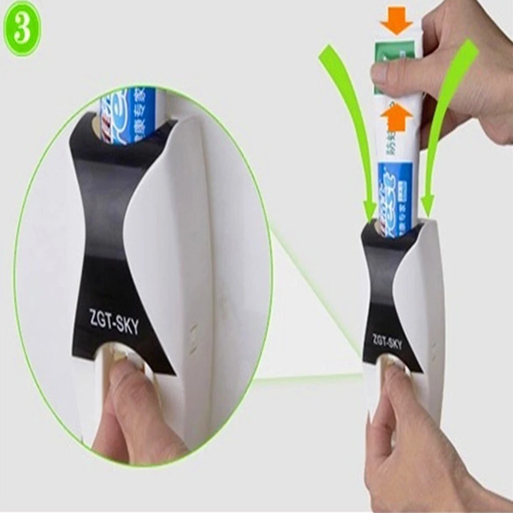 

Automatic Auto Toothpaste Dispenser +Toothbrush Holder Set Wall Mount Wine