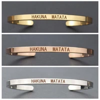 fashion bar charm cuff bracelets hakuna matata engraved bangle metal proverb letters bracelet christmas gifts