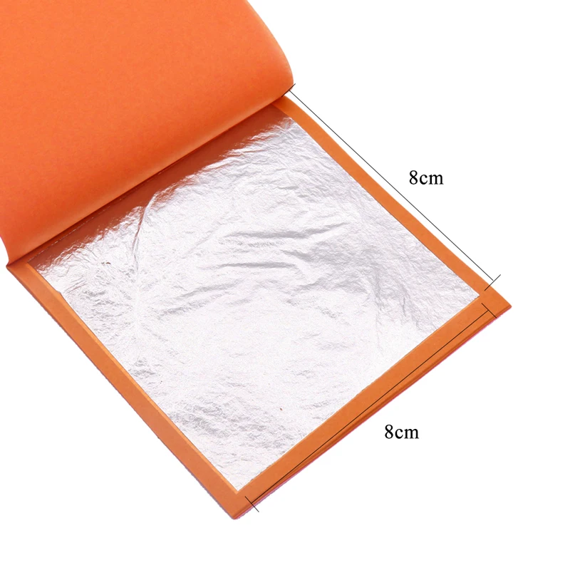 8 см съедобный Серебряный лист 99.99% настоящая серебряная фольга 25 шт В буклете для женской косметики