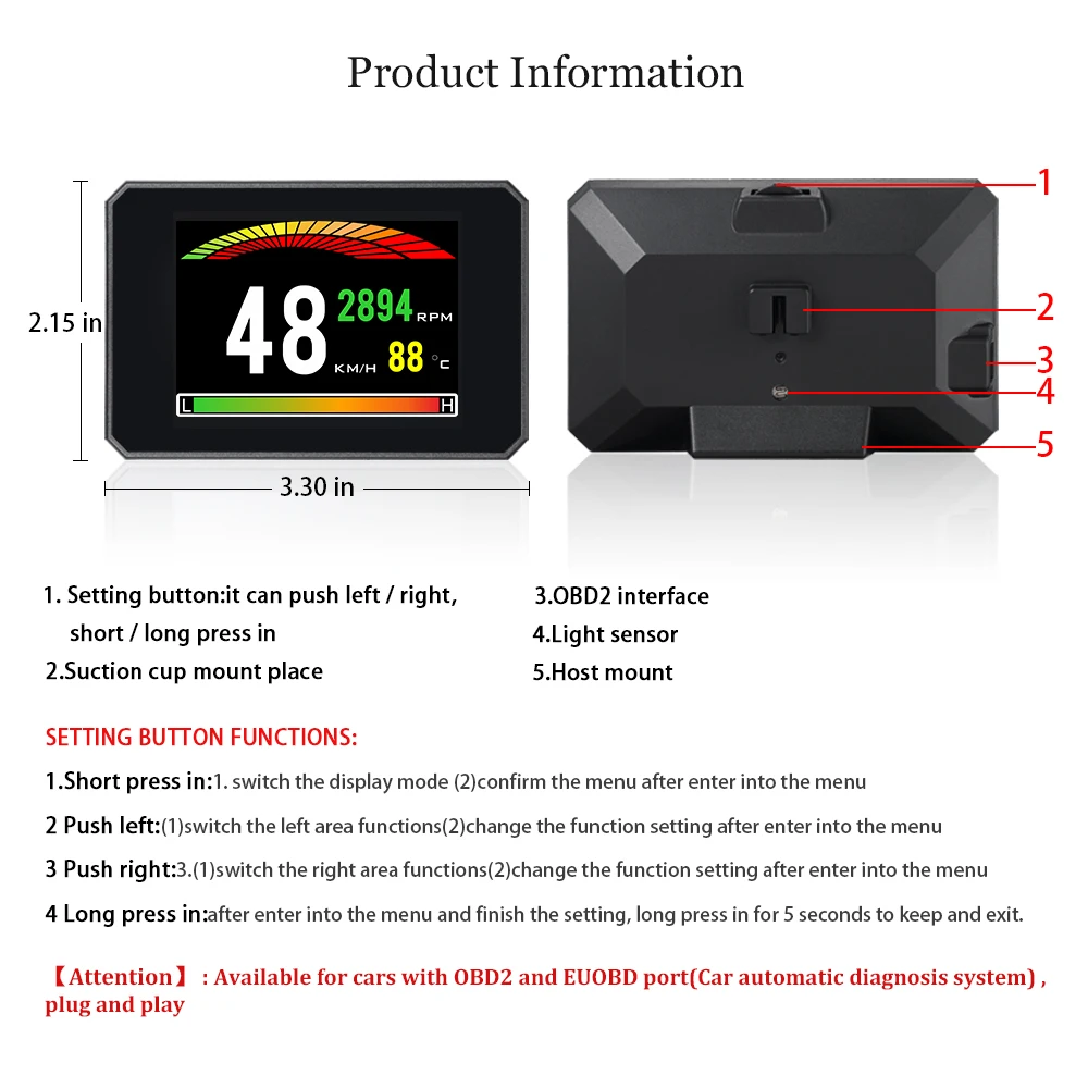 P16 5 8 TFT OBD Hud Дисплей Цифровой Автомобильный скоростной проектор бортовой
