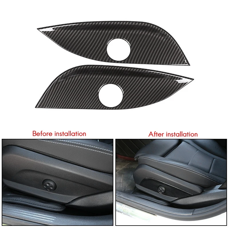 

TOP -For Mercedes Benz E C GLC GLS Class W212 W205 Carbon Fiber 2Pcs Car Interior Seat Adjust Panel Cover