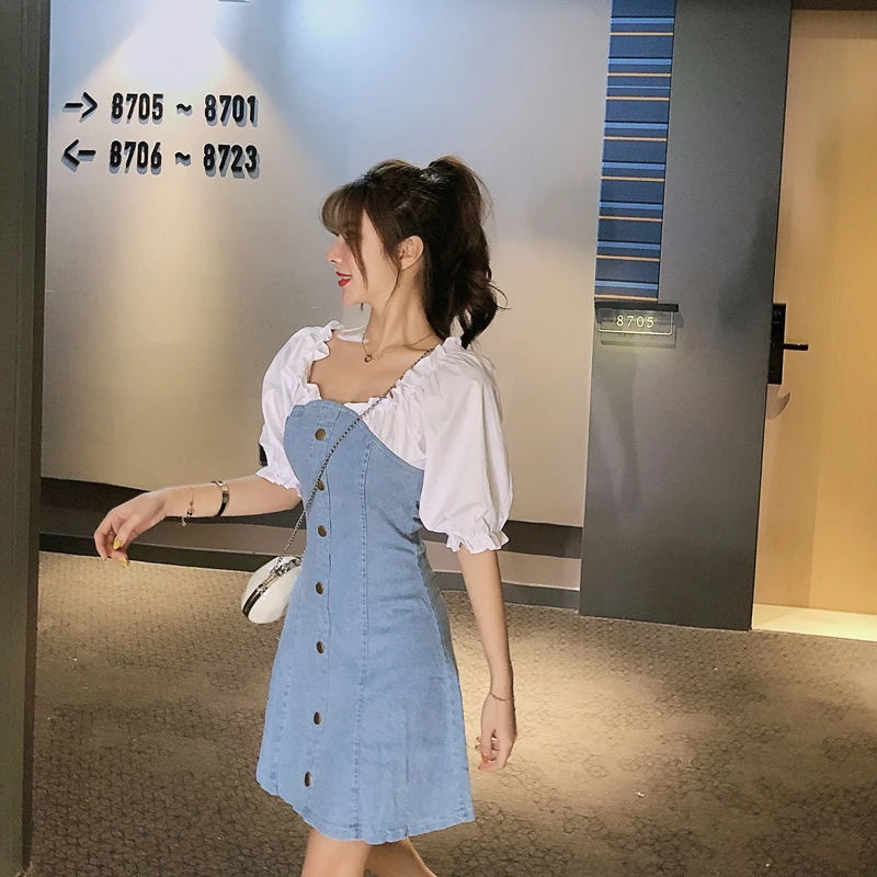 Французский стиль летние женские повседневные джинсовые трапециевидные