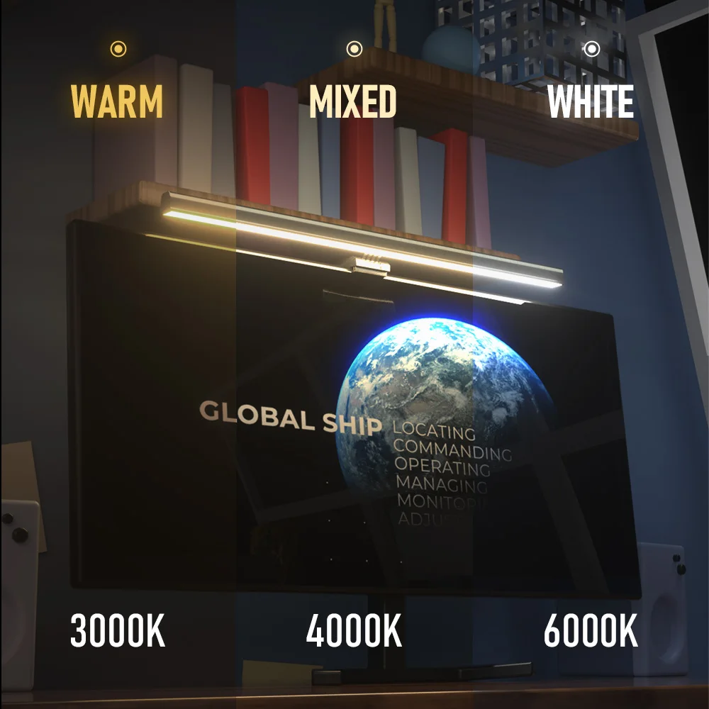 50cm Computer PC Monitor Screen Hanging Light Eye-Care USB Powered LED Desk Lamp 3 Color Adjust Brightness Reading Table | Лампы и