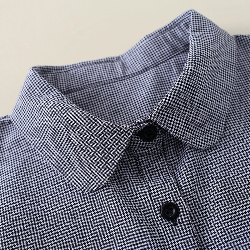 

Women Student Ruffled Lapel Cotton Fake Collar Vintage Houndstooth Printed Button Detachable Half Shirt Blouse Dickey