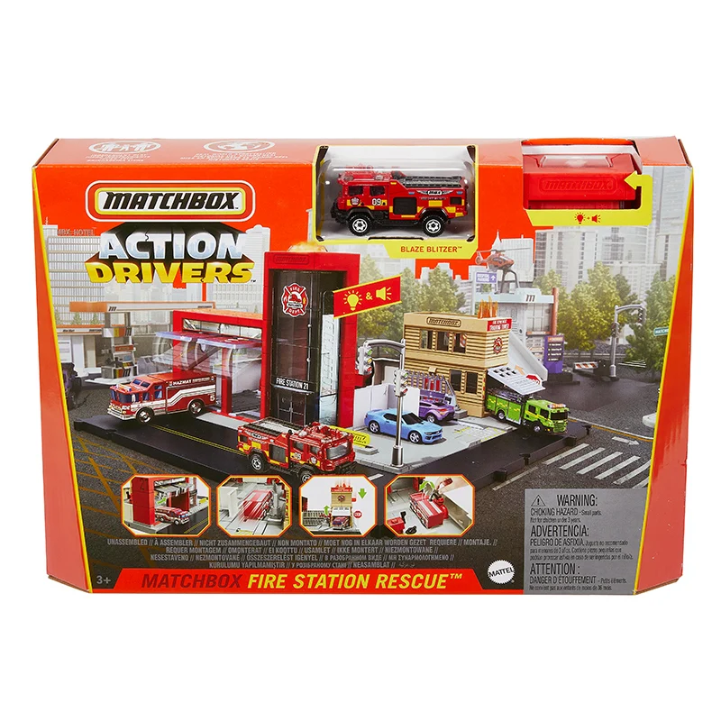 

Original Matchbox Car Toys for Boys Fire Station Toys for Children Scene Set Car Track for Kids Educational Toys Birthday Gift