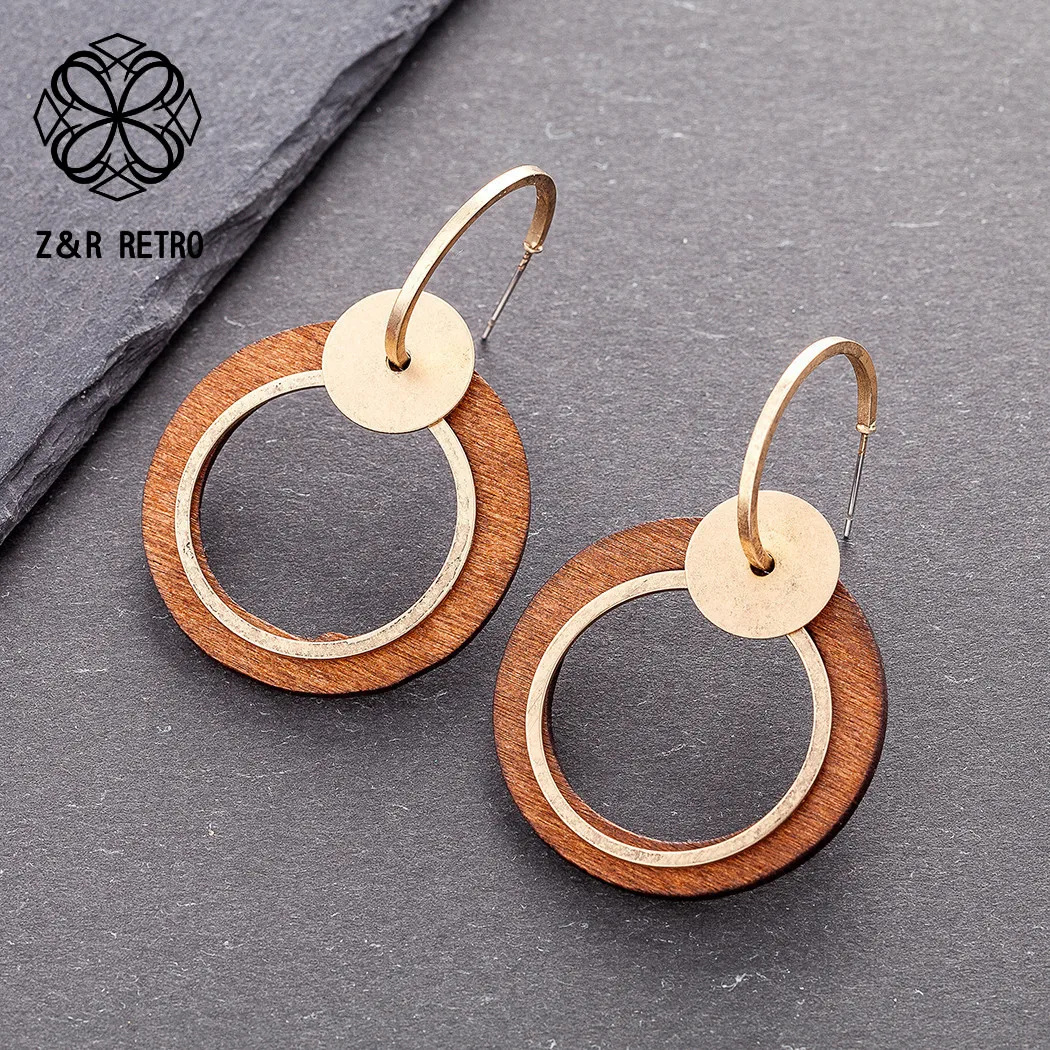 Женские Винтажные висячие серьги Необычные корейские длинные с круглым крючком