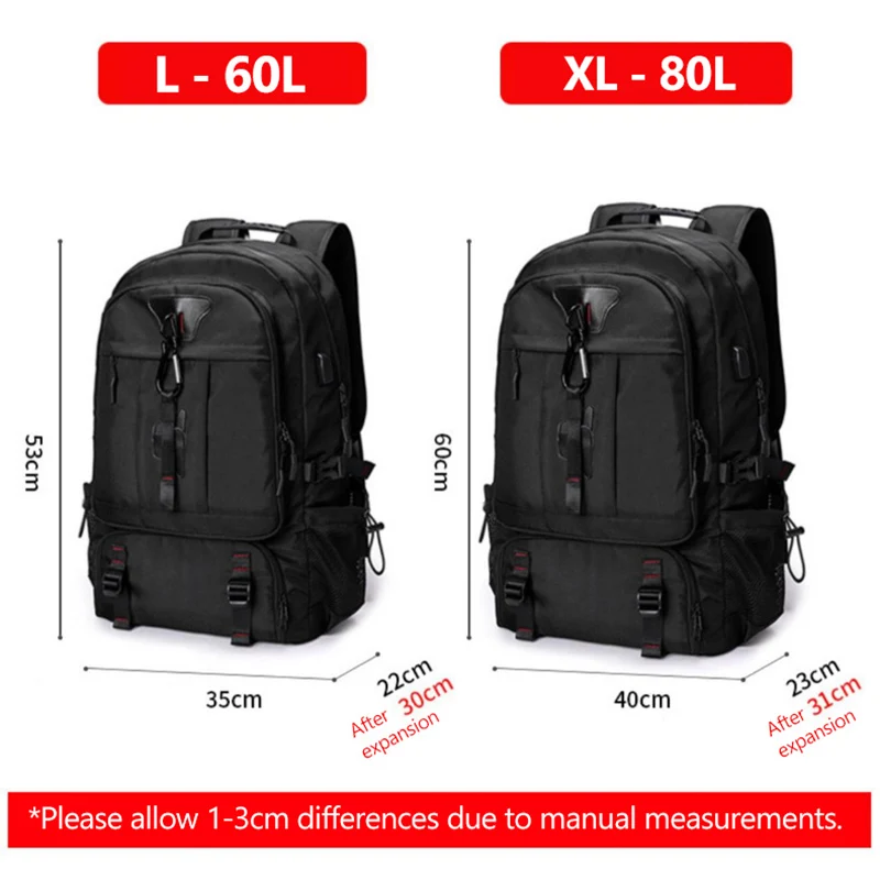 80l 60l mens outdoor backpack climbing travel rucksack sports camping hiking backpack large school bag pack for male new x148c free global shipping