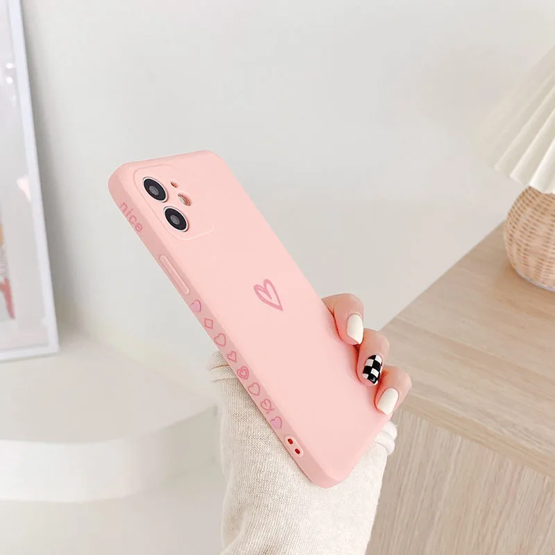 

Candy Color Love Heart Silicone Phone Case For iPhone 12 11 Pro Max X XR XS Max 7 8 Plus 12 Soft Back Cover