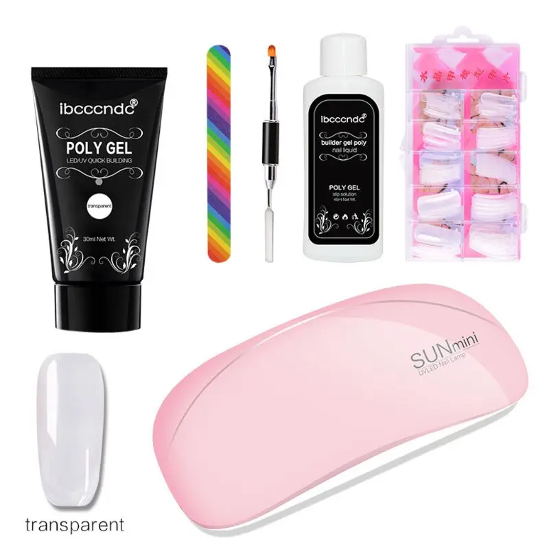 

6pcs/set Nail Poly Quick Building UV Gel Polish Nails File Lamp Dual End Brush Tips Extension Slip Solution 896D
