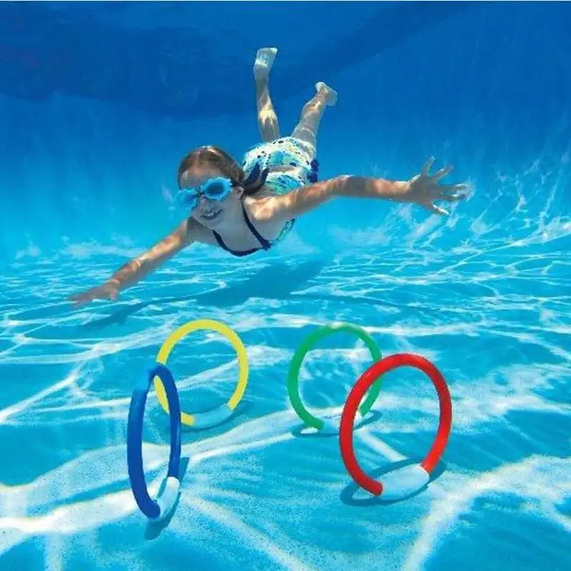 

4Pcs Diving Rings, Underwater Swimming Rings, Sinking Pool Toy Rings For Kid Children