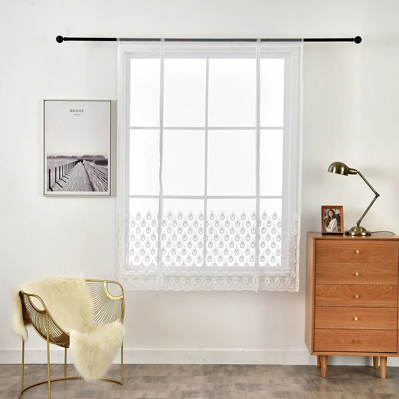

New Arrival Embroidered Tulle Window Curtain Living Room Short Curtain Tulle Voile Window Treatments Divider Sheer Curtain Drape