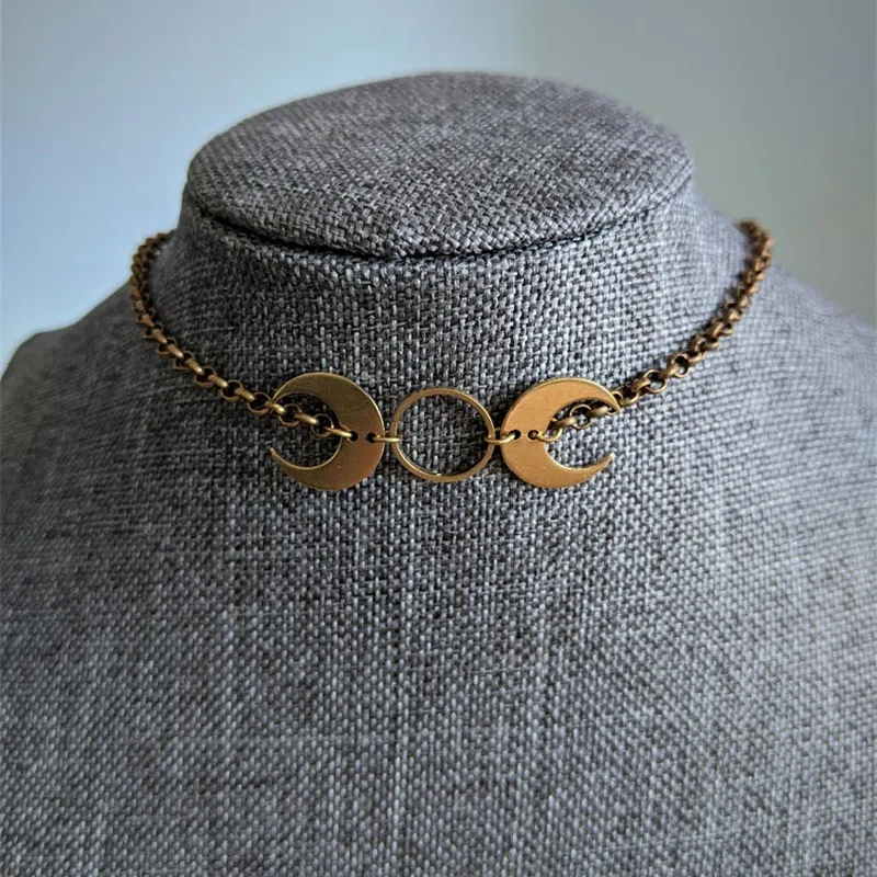 Witch Moon Choker Necklace Jewellery Minimalist Charm Halloween Pendant Fall Autumn Witchy Magic Gift Idea Statement Women Gift