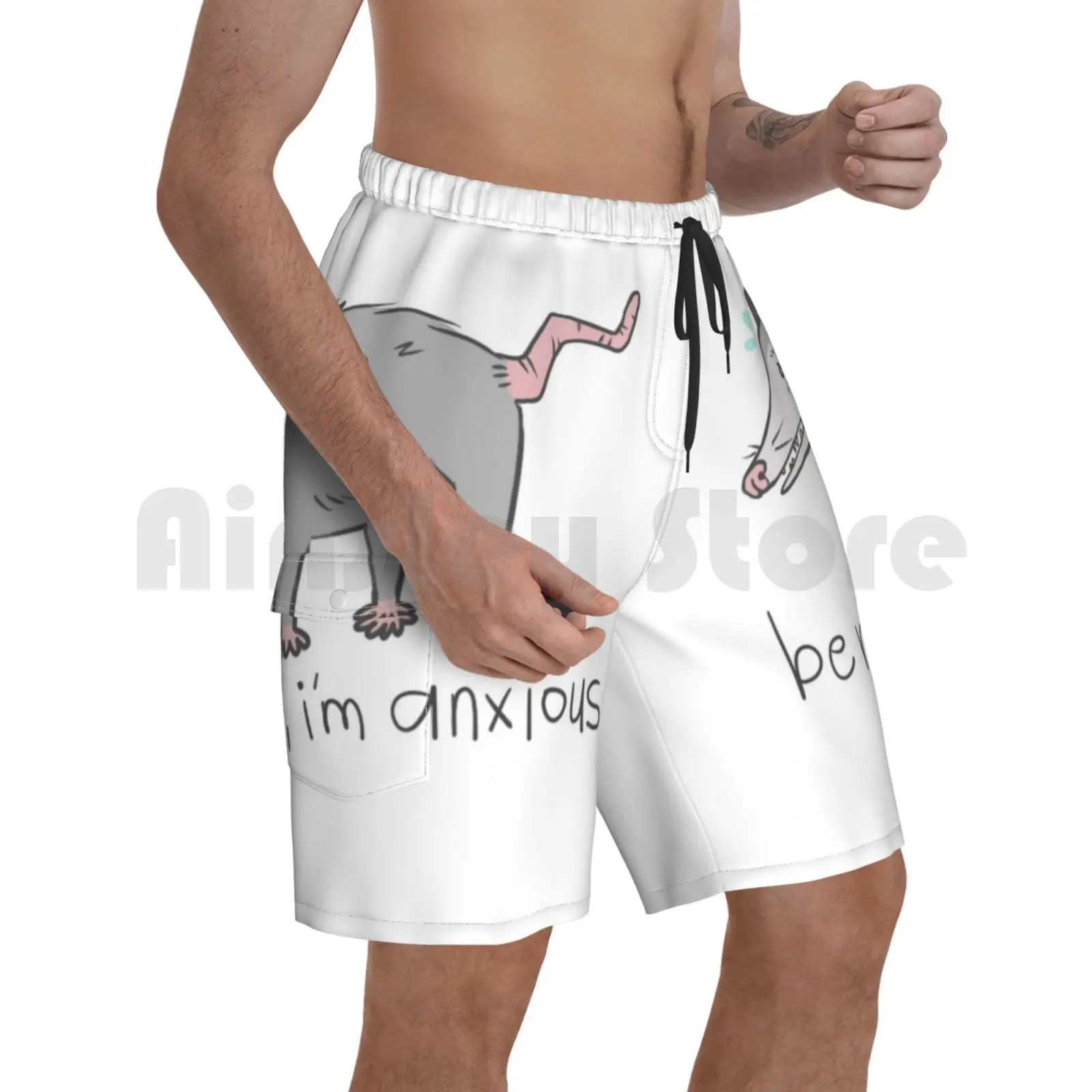 

Будьте красивы, я беспокоюсь-беспокойство, пляжные шорты Possum, дизайнерские пляжные шорты