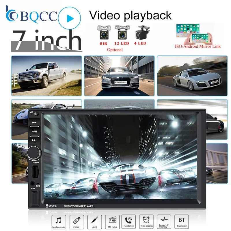 HD 7 &quotАвтомагнитола 7018B 2 автомобильное радио один Din сенсорный экран аудио Bluetooth