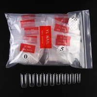 500pcsbag french false acrylic nail tips uv gel ultra flexible clearwhitenatural 0 9 half cover short coffin shape fake nails