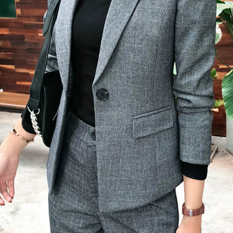 

new spring and autumn women's professional wear suit pants 2-piece work clothes temperament slim jacket Female Casual trousers
