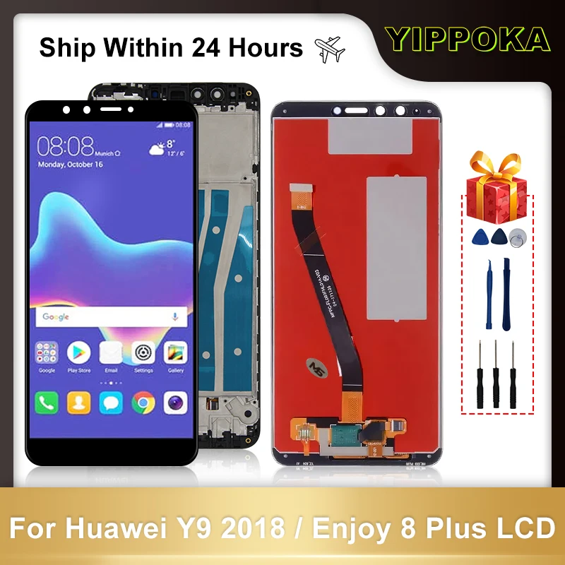 

ЖК-дисплей 5,93 "для Huawei Y9 2018, сенсорный экран, дигитайзер в сборе для Enjoy 8 Plus, FLA-L22 FLA-LX2 FLA-AL00 LCD