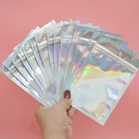 packaging bags for food smell proof gift makeup eyelashes lip jewelry resealable plastic holographic storage bags bulk wholesale