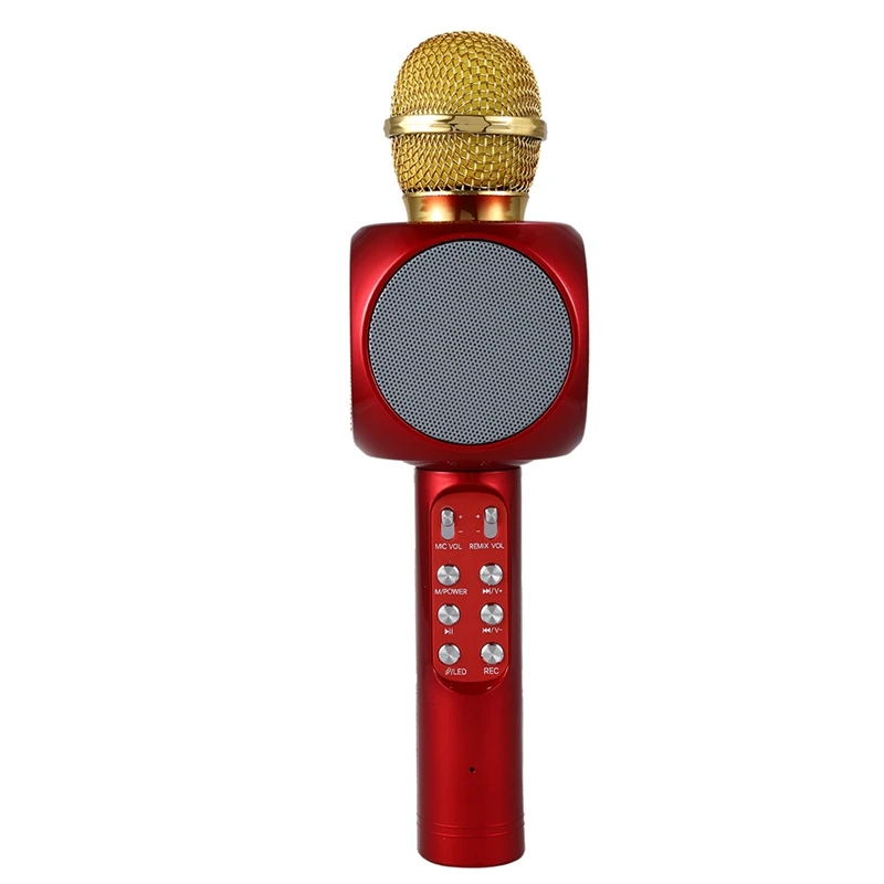 WS1816 Беспроводной Bluetooth проводной микрофон для караоке и Динамик USB СВЕТОДИОДНЫЙ