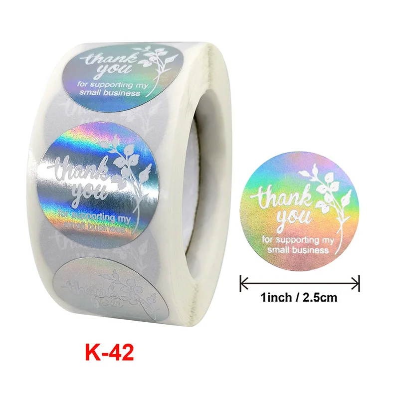 

500pcs Rainbow Laser "Thank You for Supporting My Small Business" Stickers Adhesive Labels for Business Boutiques Gift Wrapping