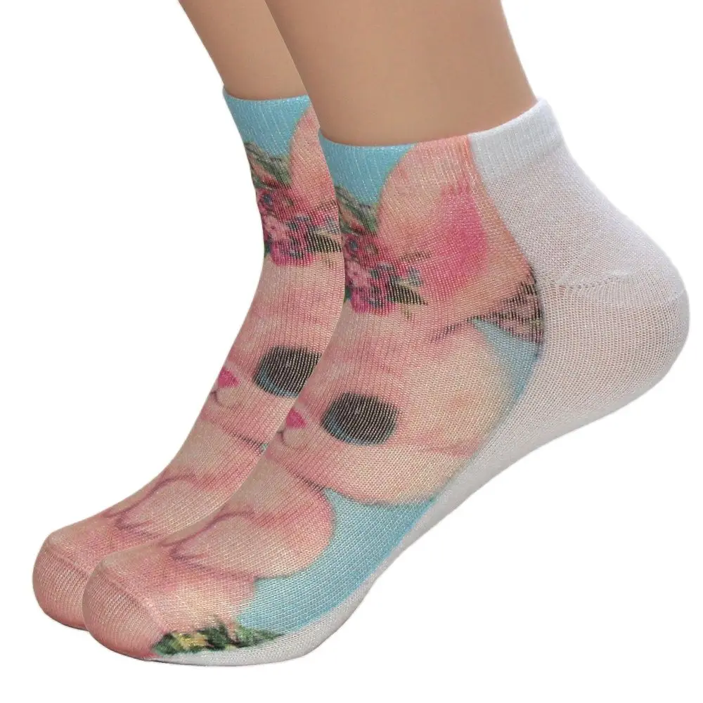 Лидер продаж милые забавные носки с 3D принтом женские низким вырезом