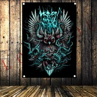 rock heavy metal music tattoo flag banner vintage poster tapestry hanging painting wall hanging bar cafe concert home decor