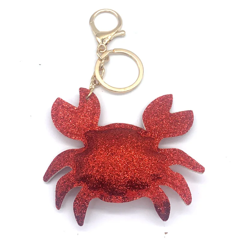 

2021Anime Ocean Crab Key Chains Pendant Toys Red Crab Stuffed Accessory Keyring Cute Fashion Men's Gift Pendant Keychain
