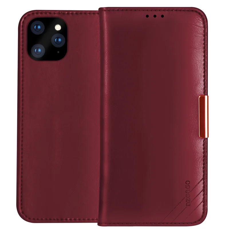 DZGOGO настоящая натуральная коровья кожа чехол для iPhone 11 Pro Max Кошелёк на магните Чехол-книжка