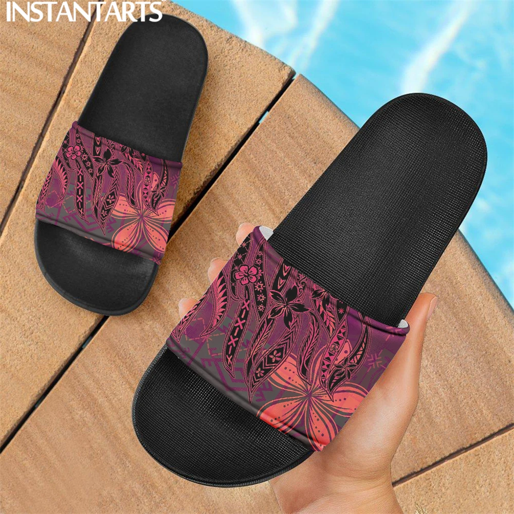 

INSTANTARTS Pretty HawaiiPolynesian Plumeria Print Women Flip Flop Non-Slip Lightweight Home Slipper Female Comfort Loafers Hot