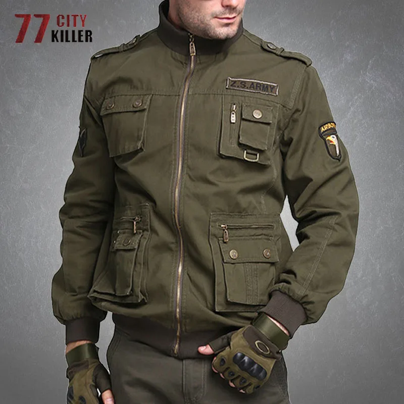 Куртка карго мужская с воротником стойкой модная повседневная Уличная