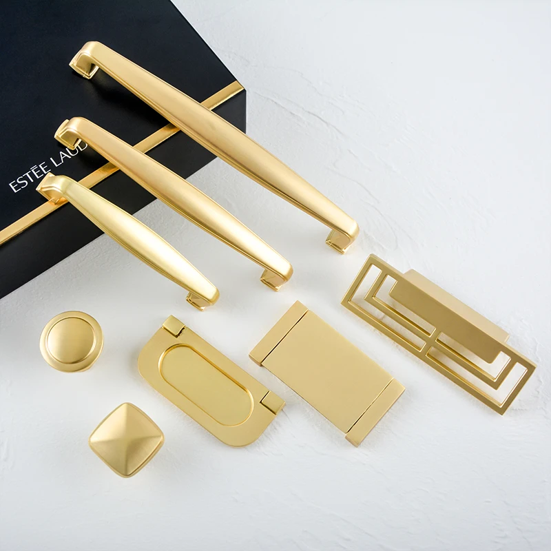 

Furniture Hardware Solid brass Golden Cabinet Door Handle for Kitchen Cupboard and Drawer