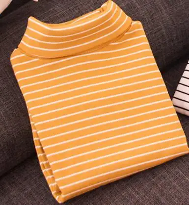 thin yellow stripe Г. Зимняя детская одежда плотные флисовые пуловеры унисекс с длинными рукавами, футболки для мальчиков и девочек, детские футболки, топы - Цвет: thin yellow stripe