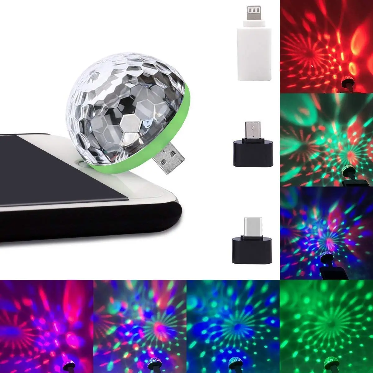 

Disco Ball USB Powered Stage Light RGB Stage Decoration Projector 4 Color LED Beads Ball For Party Holiday For Android